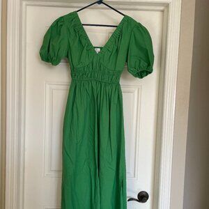 Green V-Neck Dress